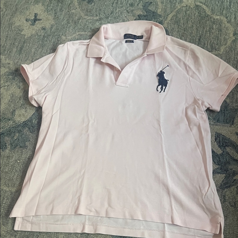 Ralph Lauren Light Pink Polo with Navy Logo